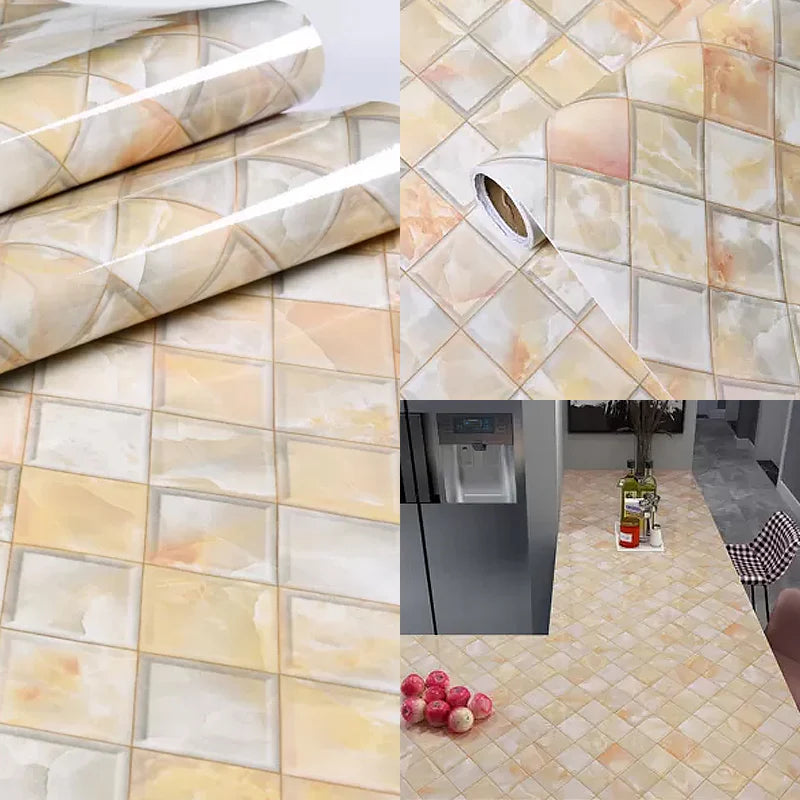 Papier Peint marbre carreaux jaune