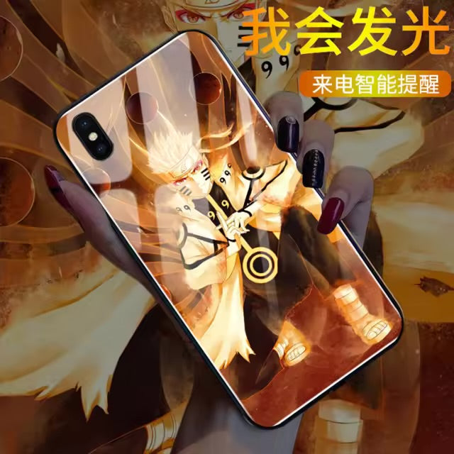 Coque de téléphone Naruto avec flash LED pour iPhone 13, 14, 15 Pro Max