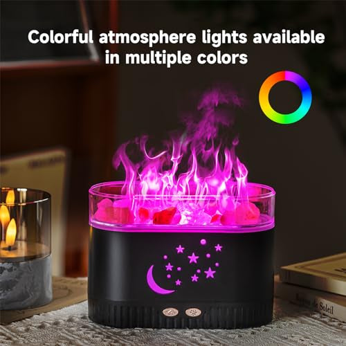 Diffuseur d’Huiles Essentielles Effet Flamme avec Pierres Cristal