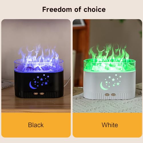 Diffuseur d’Huiles Essentielles Effet Flamme avec Pierres Cristal