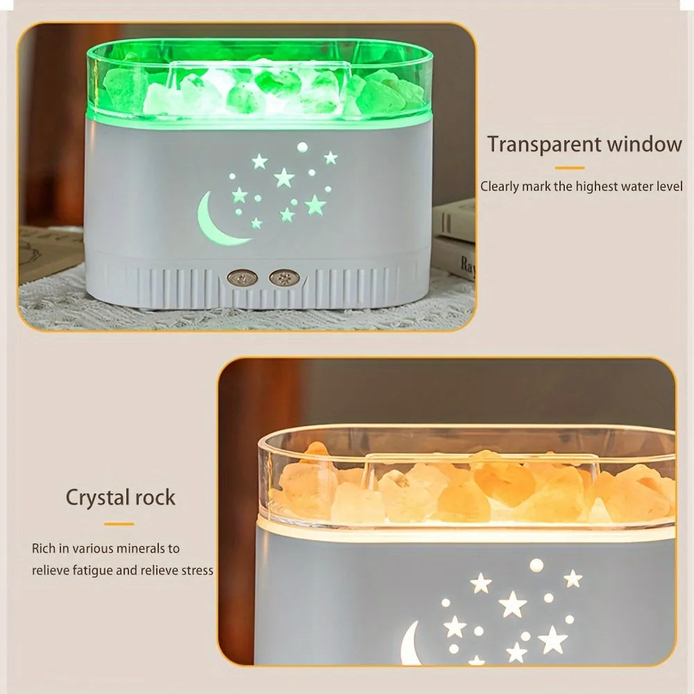 Diffuseur d’Huiles Essentielles Effet Flamme avec Pierres Cristal
