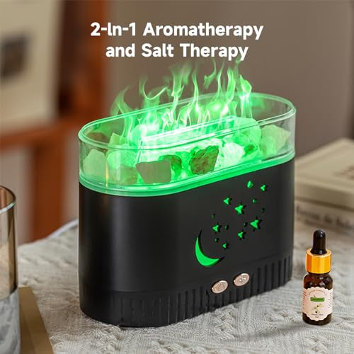Diffuseur d’Huiles Essentielles Effet Flamme avec Pierres Cristal