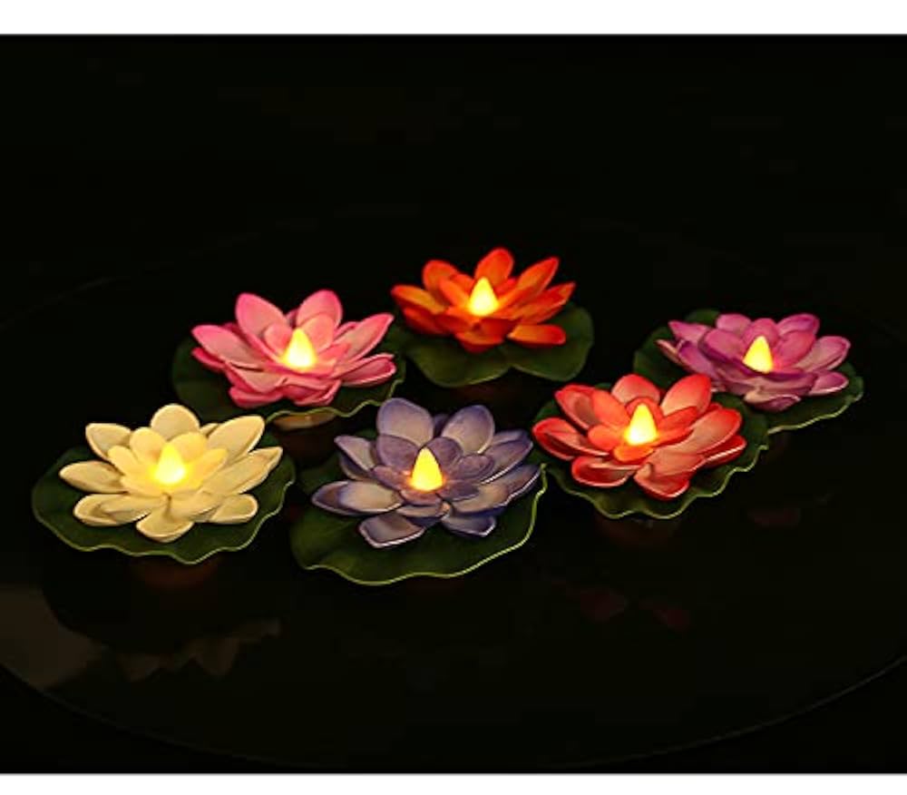 Bougies LED flottantes sans fumée et fleurs de lotus