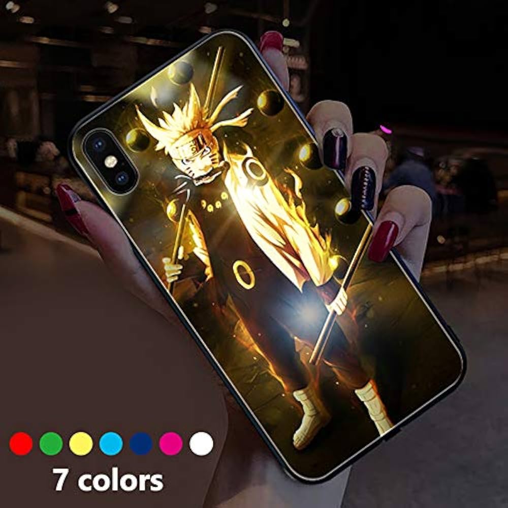 Coque de téléphone Naruto avec flash LED pour iPhone 13, 14, 15 Pro Max