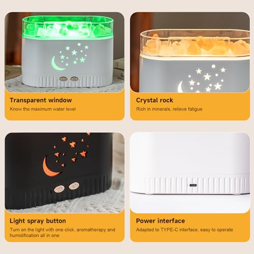 Diffuseur d’Huiles Essentielles Effet Flamme avec Pierres Cristal