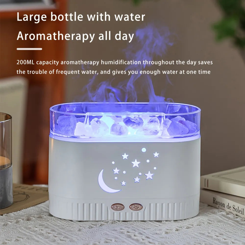 Diffuseur d’Huiles Essentielles Effet Flamme avec Pierres Cristal