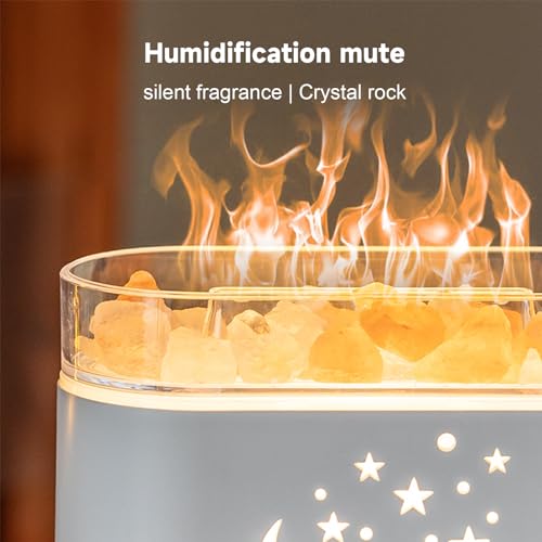 Diffuseur d’Huiles Essentielles Effet Flamme avec Pierres Cristal