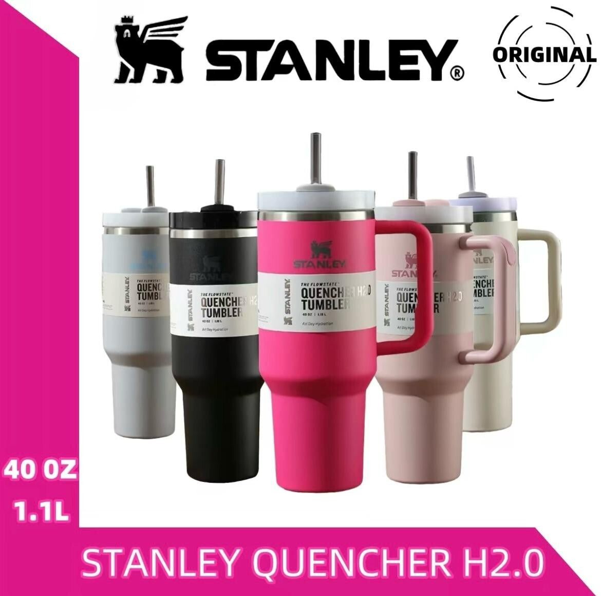Gobelets isothermes Stanley Quencher H2.0 FlowState en acier inoxydable 40 oz
