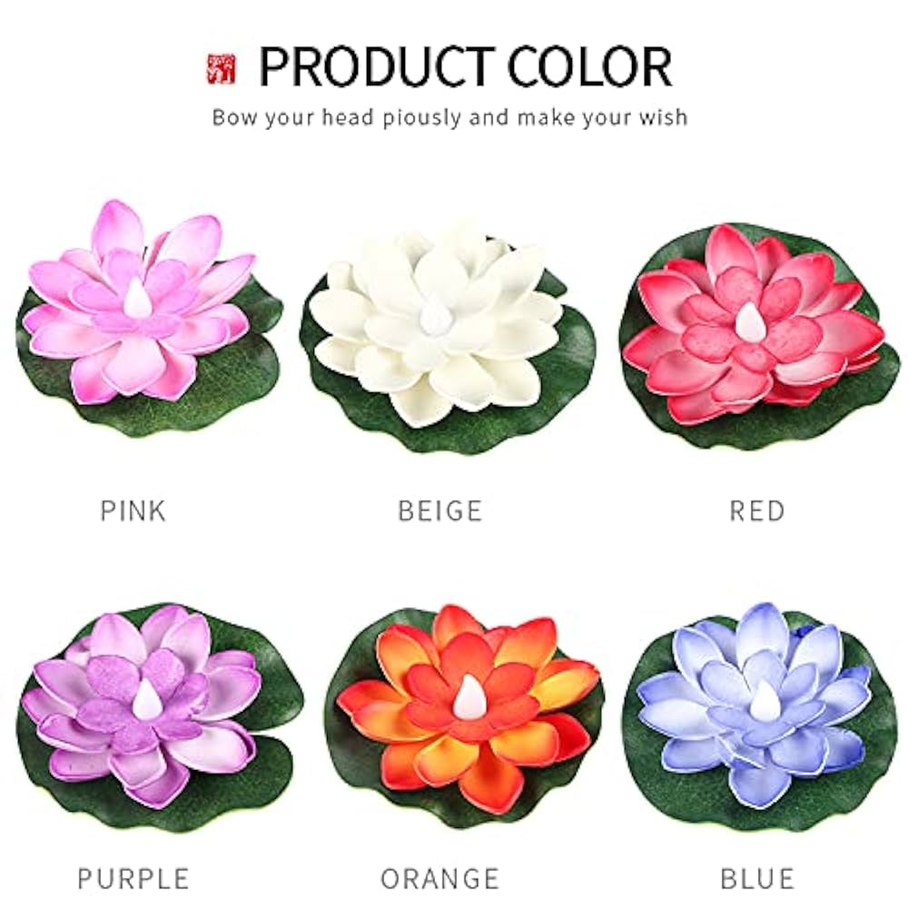 Bougies LED flottantes sans fumée et fleurs de lotus