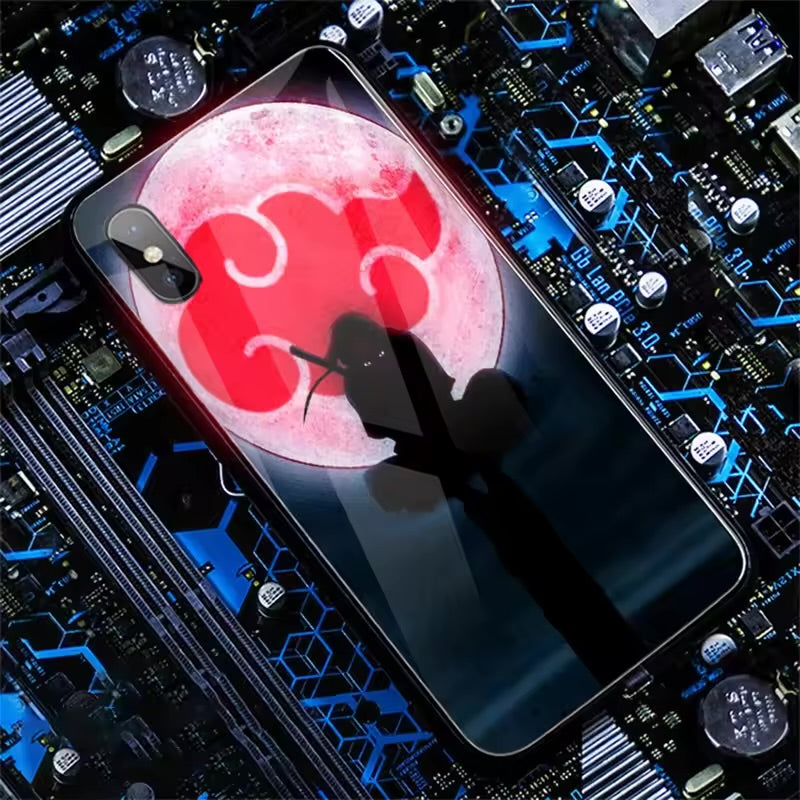 Coque de téléphone Naruto avec flash LED pour iPhone 13, 14, 15 Pro Max