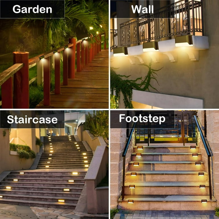 Éclairage solaire d'extérieur pour terrasse – Lot de 4 lampes