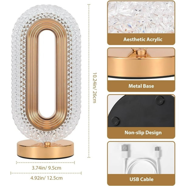 Lampe de bureau portable en cristal