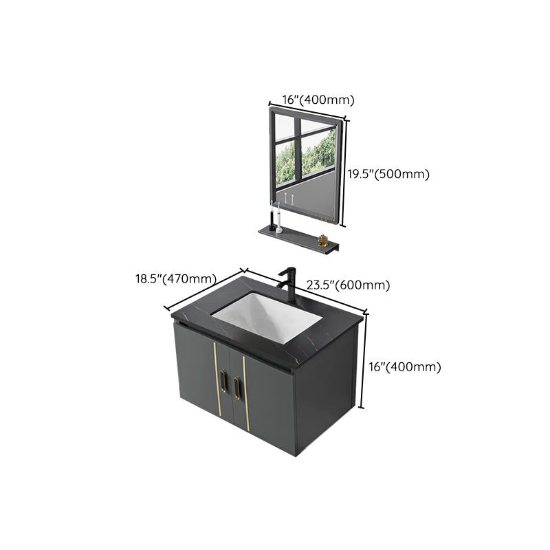 Meuble de Salle de Bain 50 cm avec Miroir Carré