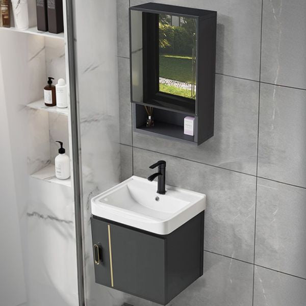 Meuble de Salle de Bain 50 cm avec Miroir Carré
