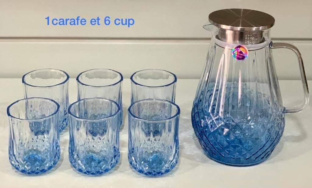 Service à Eau en Verre Dicsy – 7 Pièces (Dégradé Bleu)