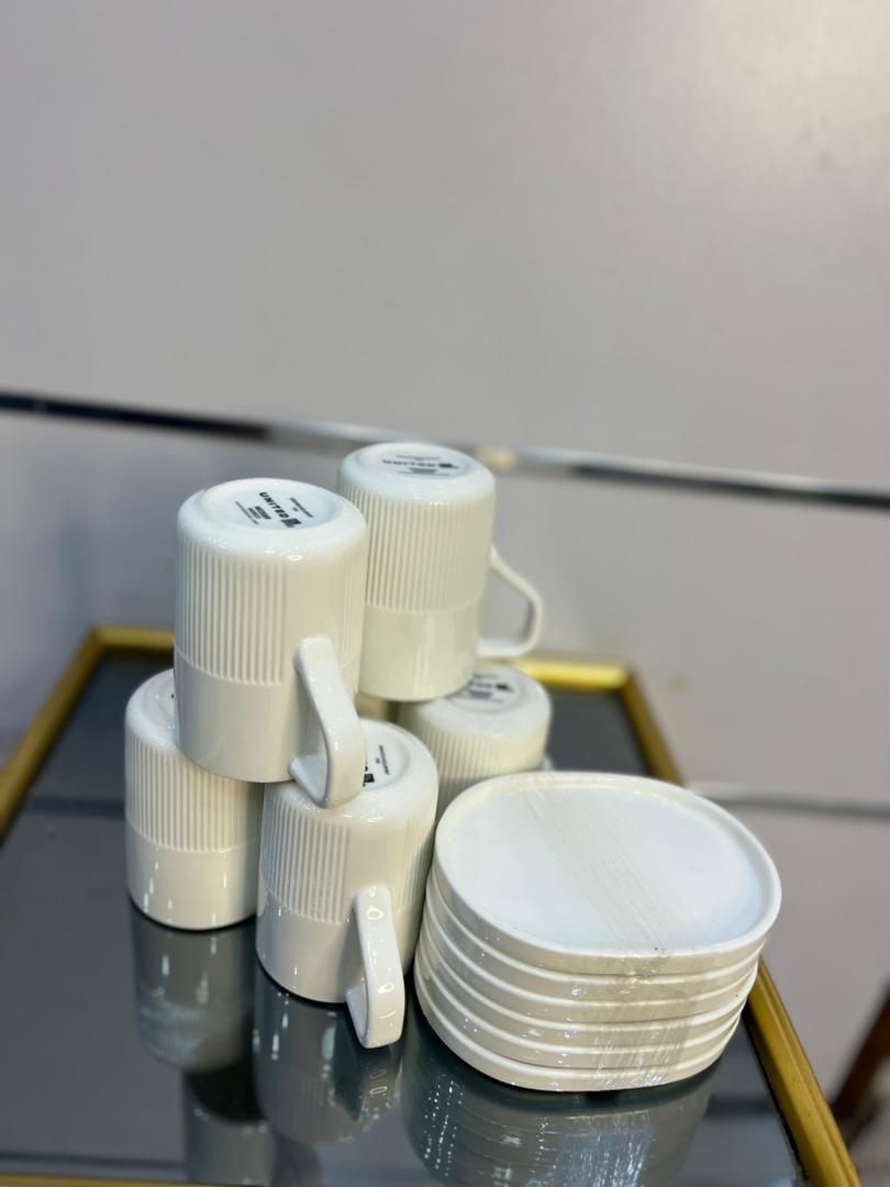 Service à café élégant – 6 tasses + 6 sous-tasses en céramique