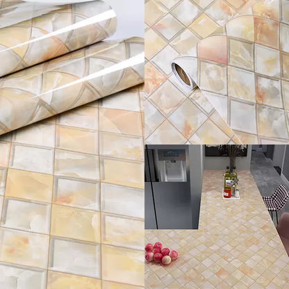 Papier Peint marbre carreaux jaune