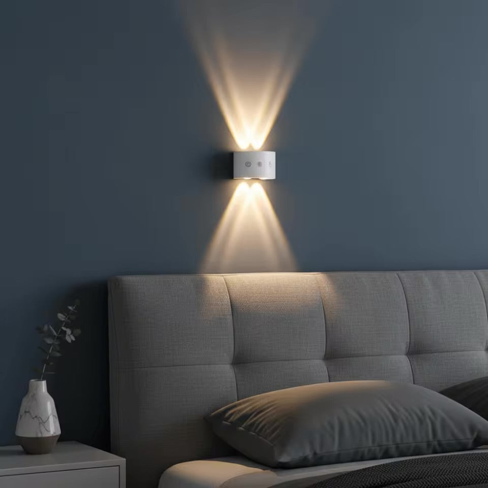 Lampe murale LED rechargeable à double éclairage (haut/bas)