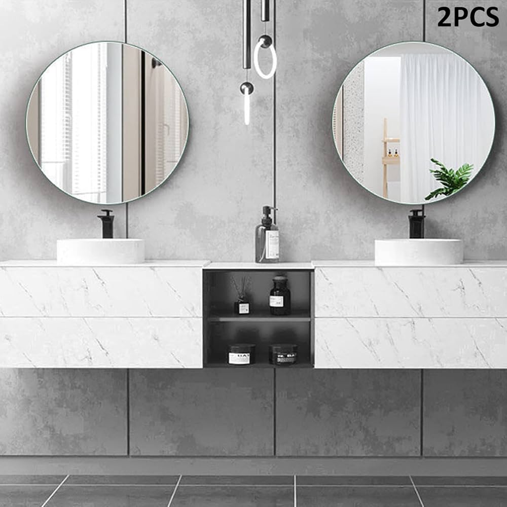 Miroir mural rond autocollant, grand miroir sans verre