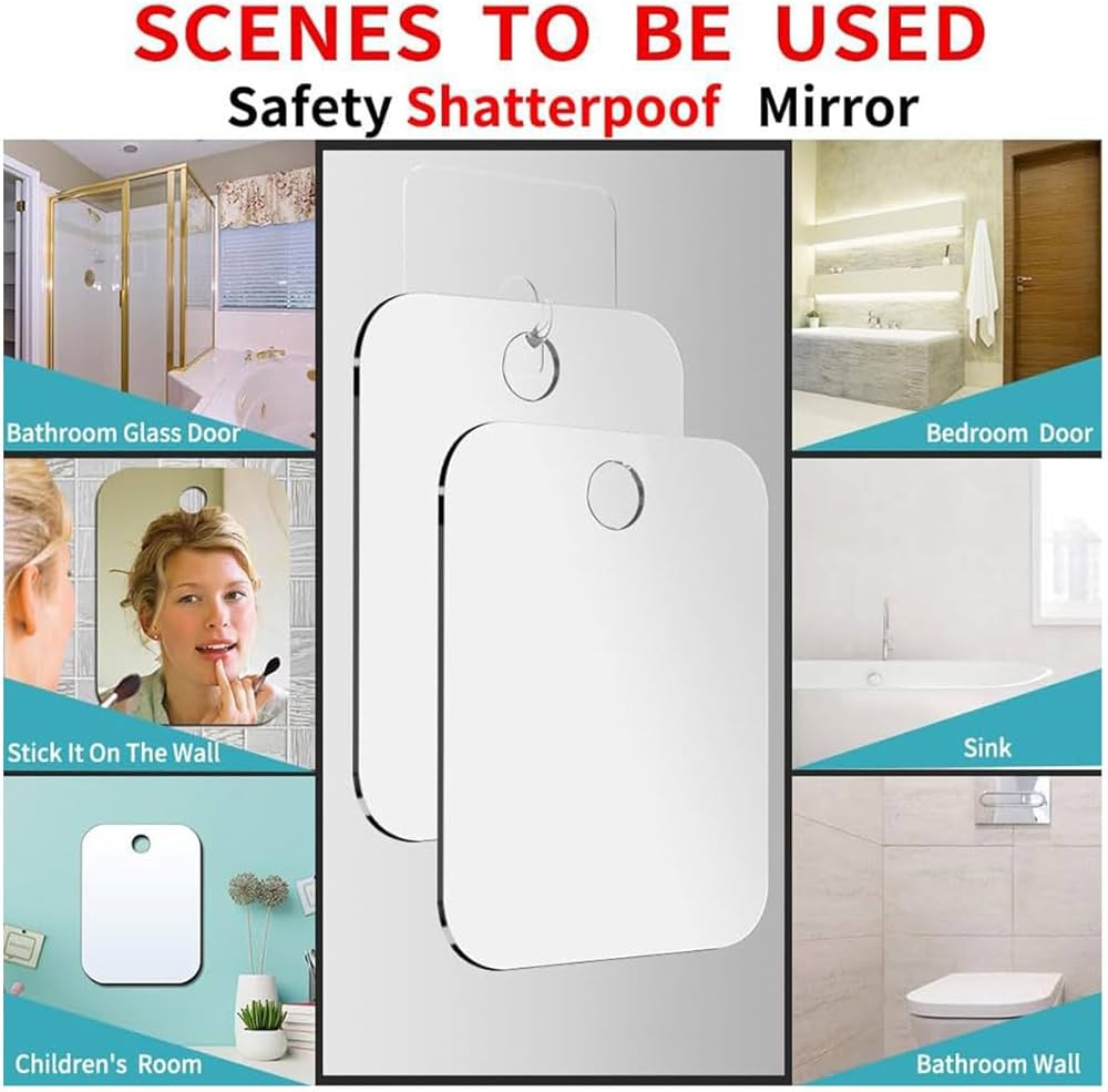 Miroir de douche incassable et antibuée pour le rasage