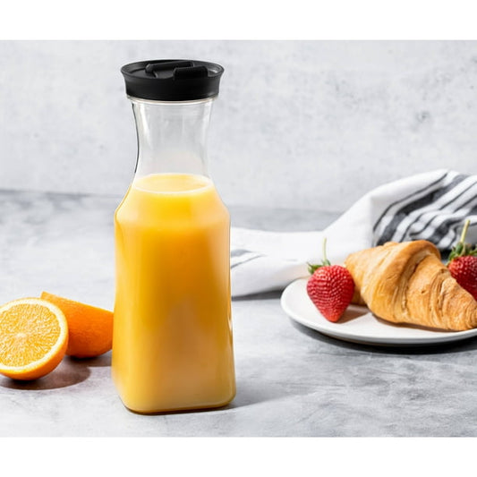 Pichets à jus en plastique à fond carré avec couvercle Blanc