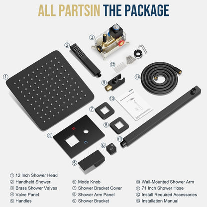 Ensemble de robinetterie de douche noir