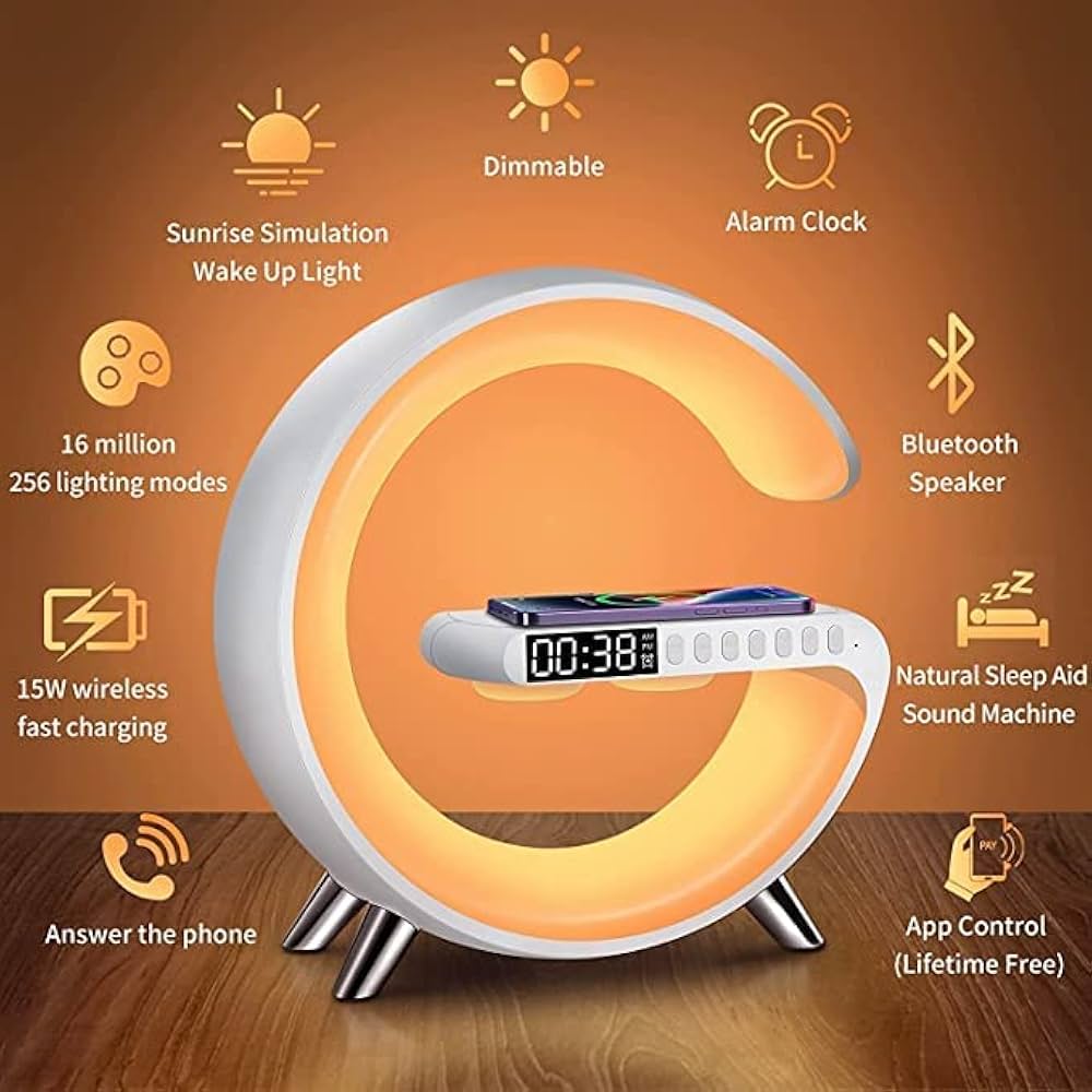 Lampe intelligente en forme de G avec chargeur sans fil