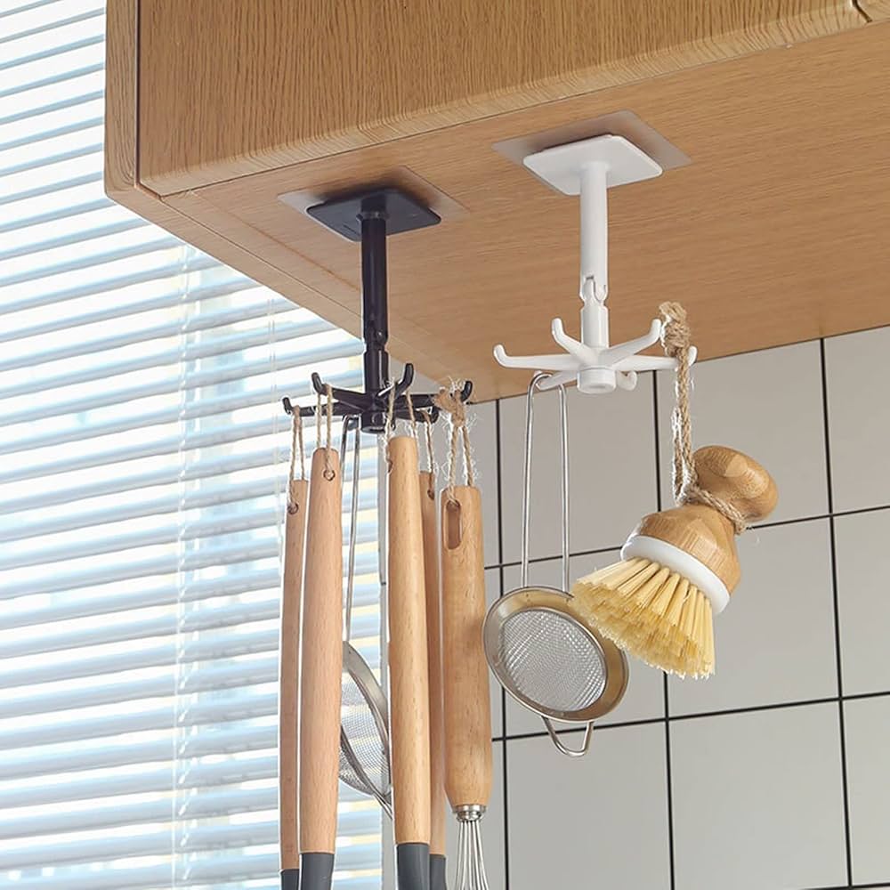 Crochets rotatifs sans perçage pour ustensiles de cuisine