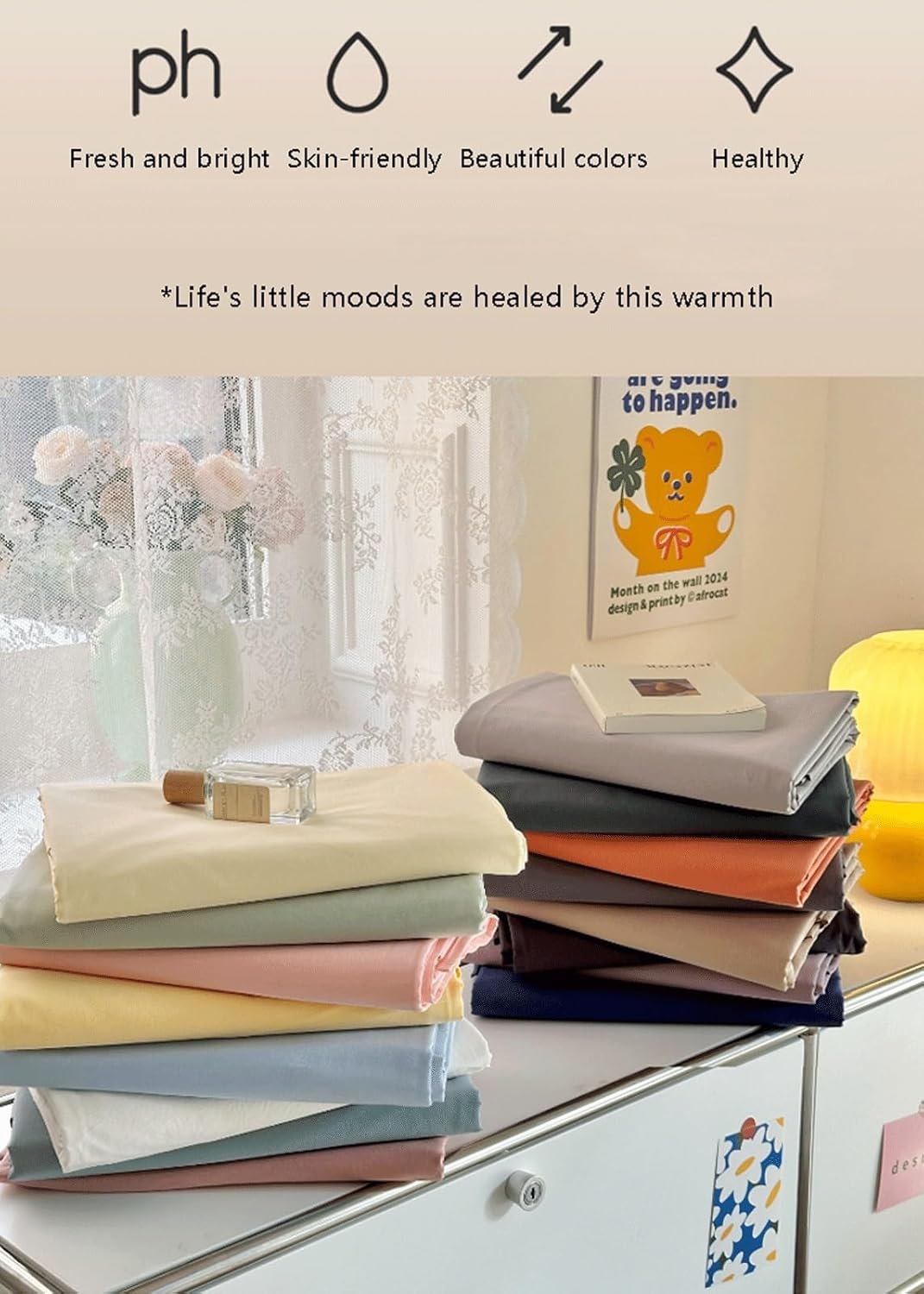Drap plat 100 % coton lavé