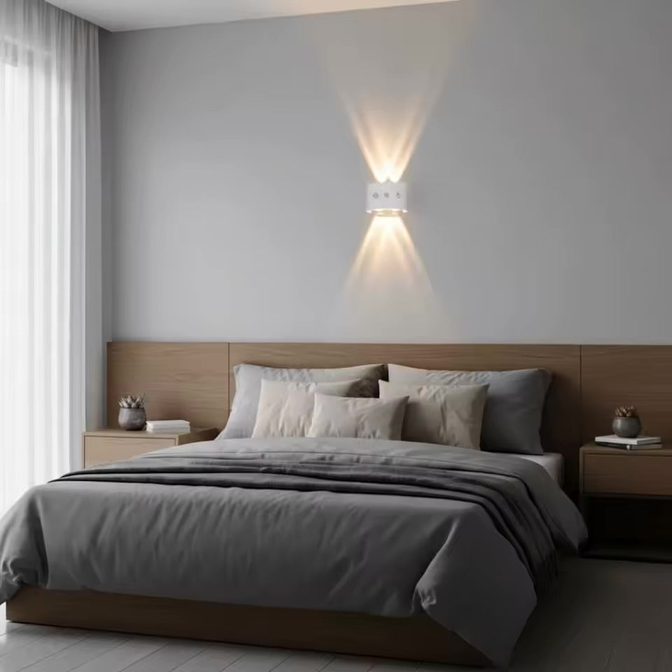 Lampe murale LED rechargeable à double éclairage (haut/bas)