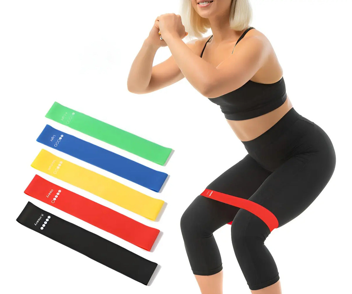 Fitness, yoga, squats, étirements, bandes élastiques, lot de 5