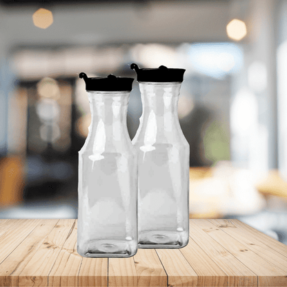 Pichets à jus en plastique à fond carré avec couvercle Blanc
