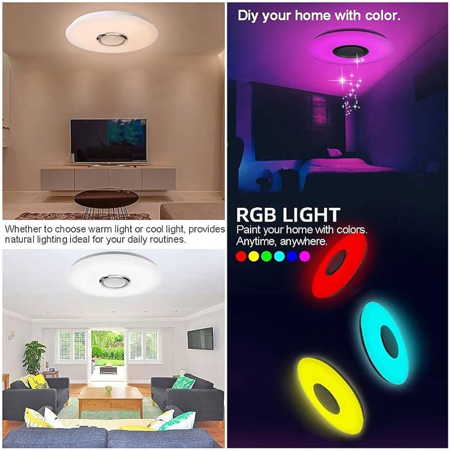 Plafonnier LED RGB avec haut-parleur Bluetooth