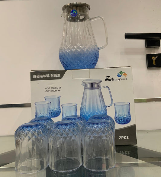 Service à Eau en Verre Dicsy – 7 Pièces (Dégradé Bleu)
