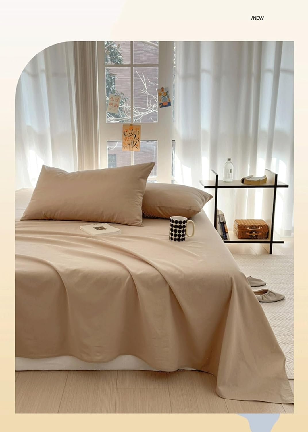 Drap plat 100 % coton lavé