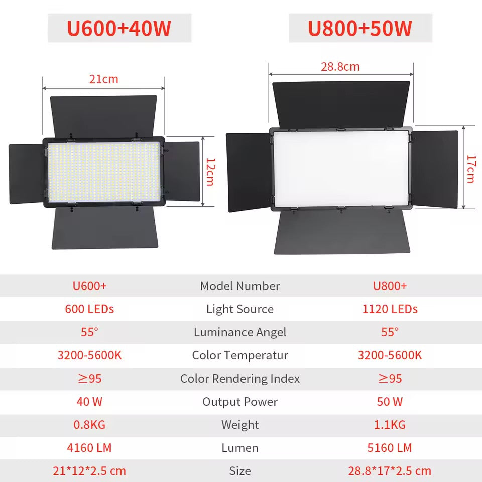 Éclairage LED U600/800 pour studio photo