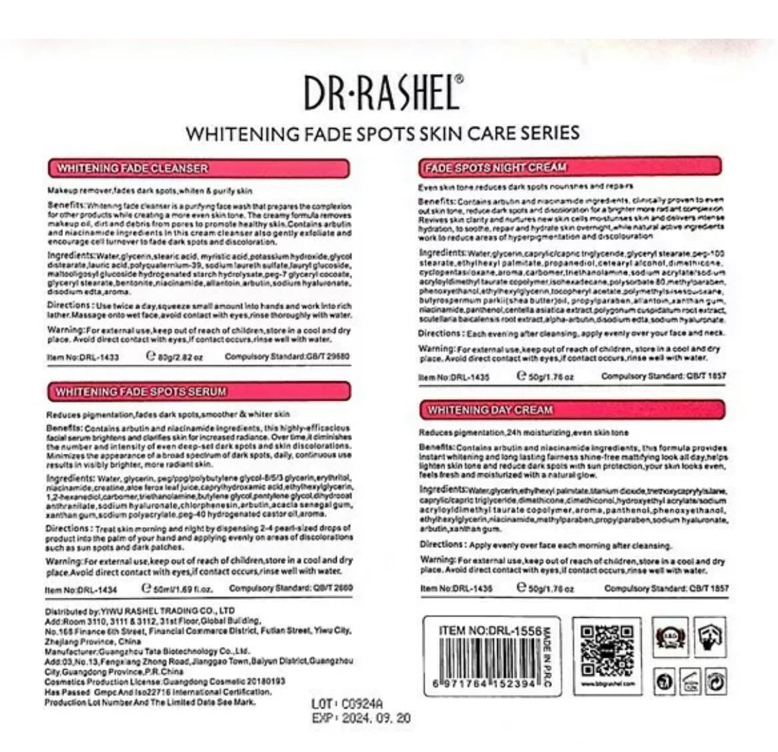 Coffret de 4 soins éclaircissants pour la peau Dr Rashel White Skin, anti-taches