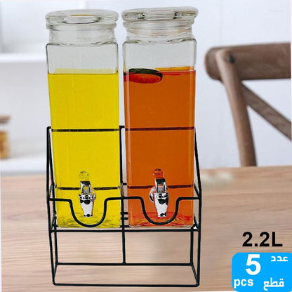 Distributeur de boissons double en verre – 2,2 litres