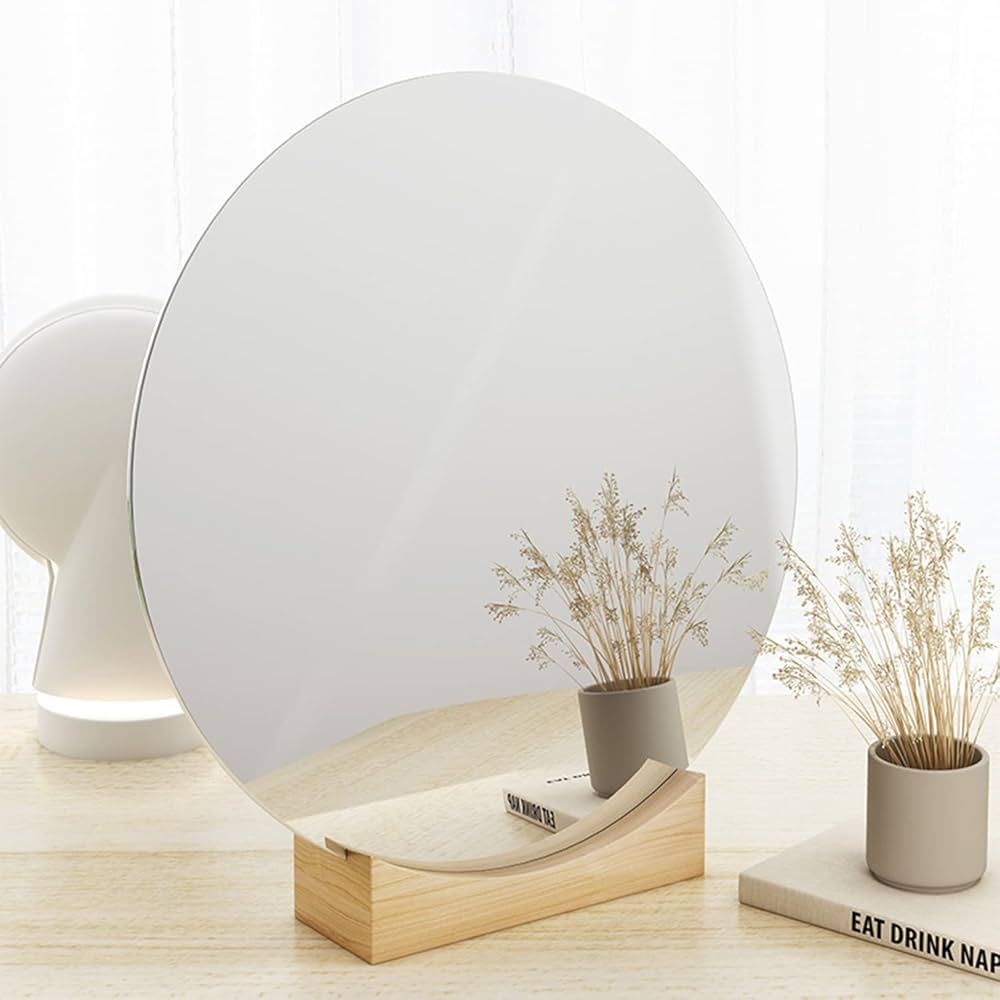 Miroir mural rond autocollant, grand miroir sans verre