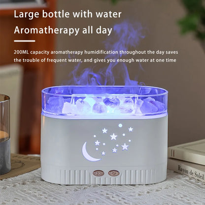 Diffuseur d’Huiles Essentielles Effet Flamme avec Pierres Cristal
