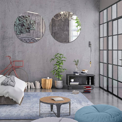 Miroir mural rond autocollant, grand miroir sans verre