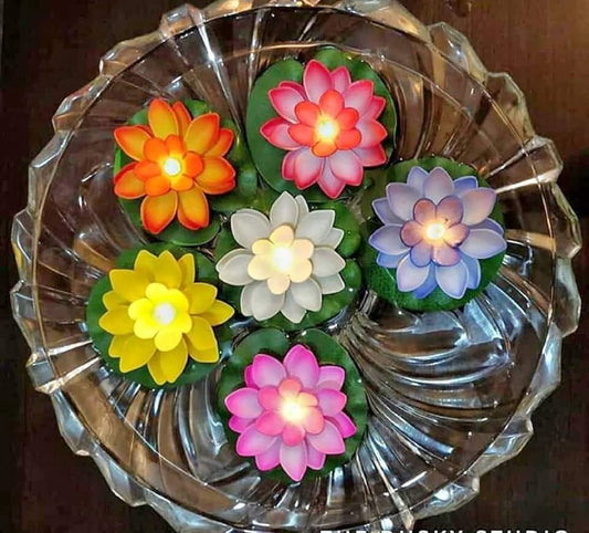 Bougies LED flottantes sans fumée et fleurs de lotus