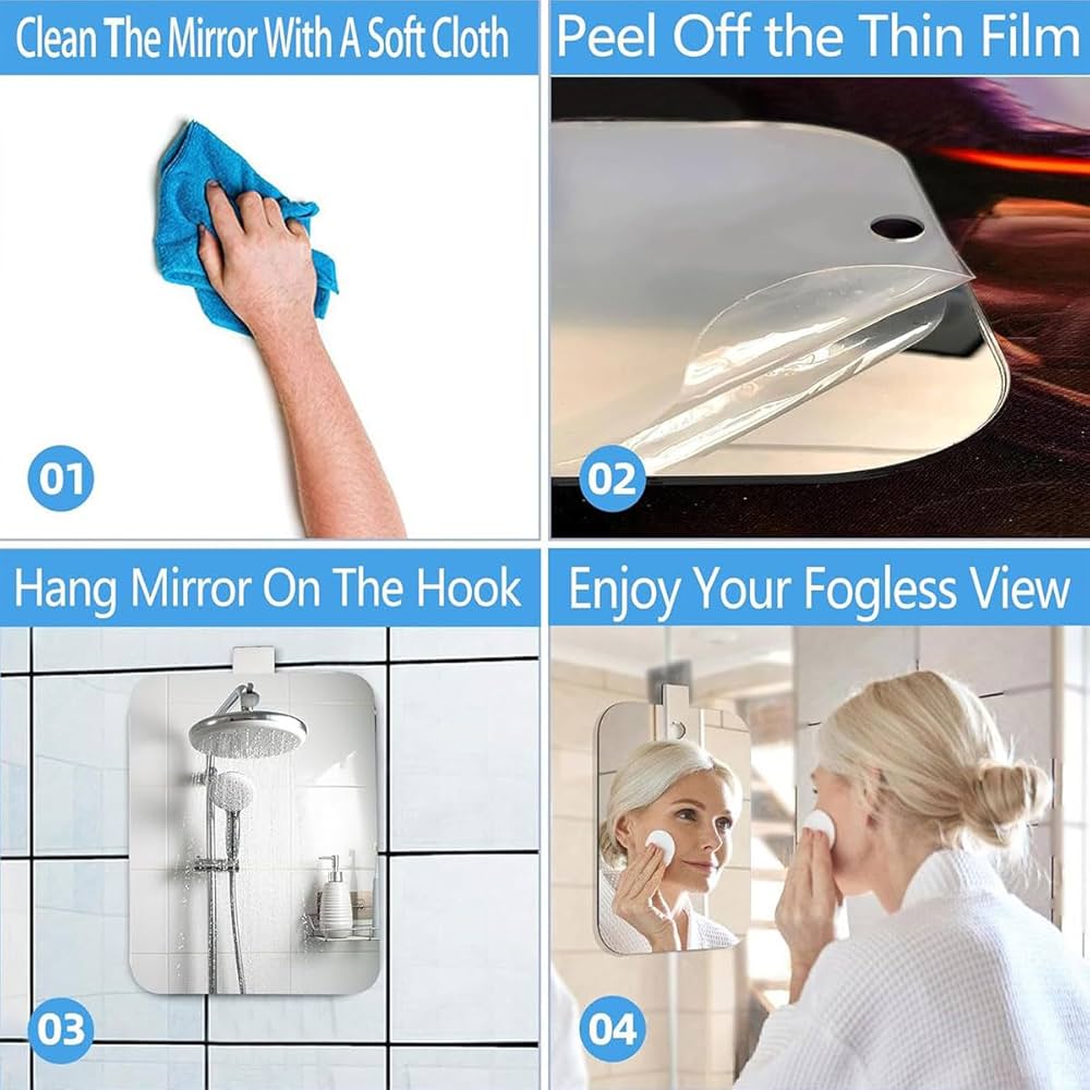 Miroir de douche incassable et antibuée pour le rasage