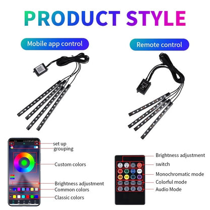 Kit LED Ambiance Voiture – Contrôle App + Télécommande
