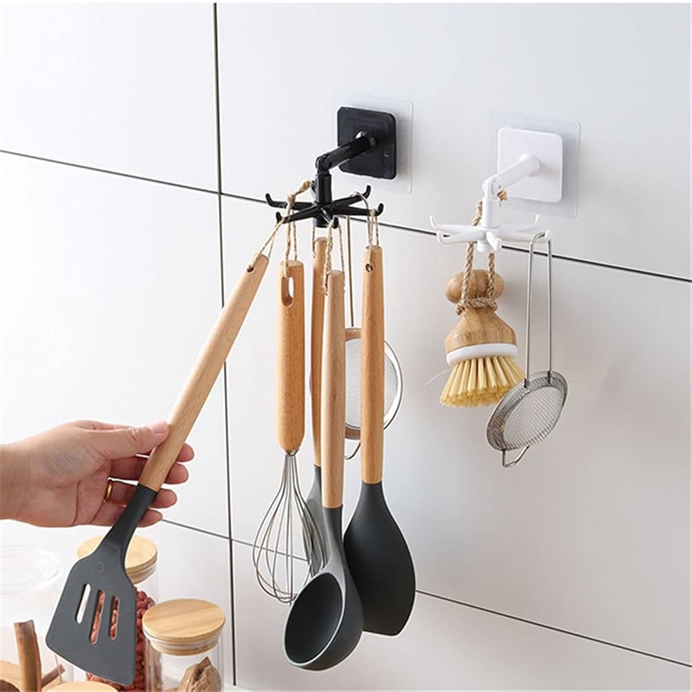 Crochets rotatifs sans perçage pour ustensiles de cuisine