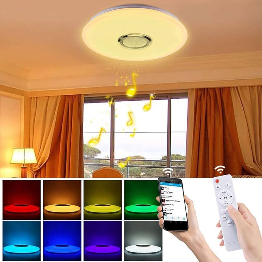 Plafonnier LED RGB avec haut-parleur Bluetooth