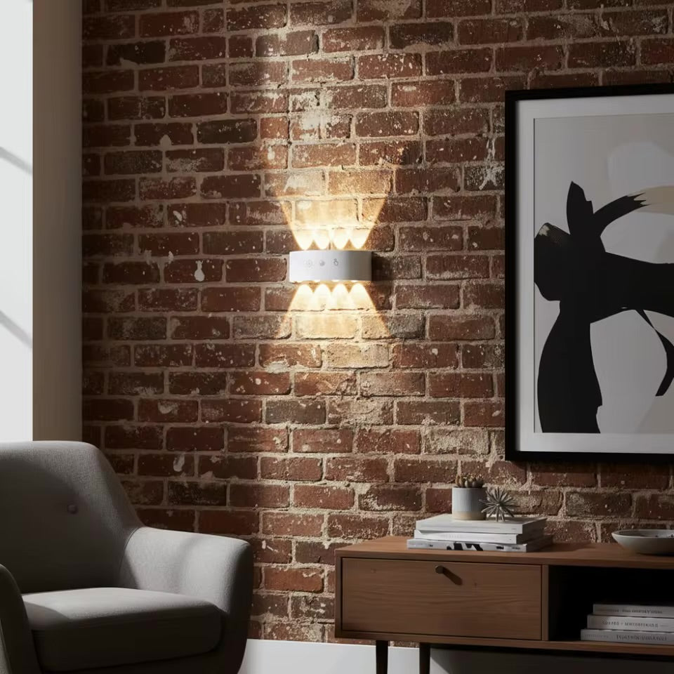 Lampe murale LED rechargeable à double éclairage (haut/bas)