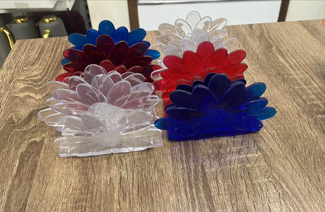 Porte-serviettes transparent en forme de fleur pour toutes les occasions