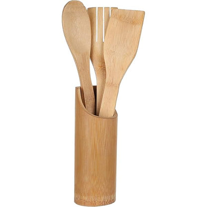 Set de 3 Ustensiles en Bambou avec Support
