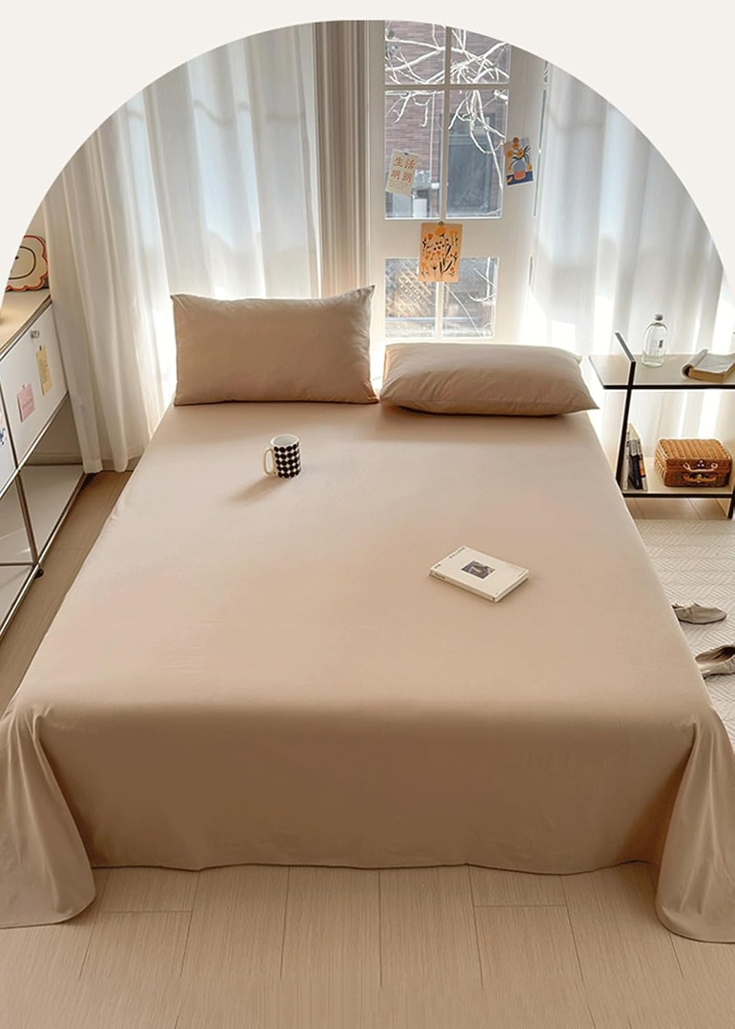 Drap plat 100 % coton lavé